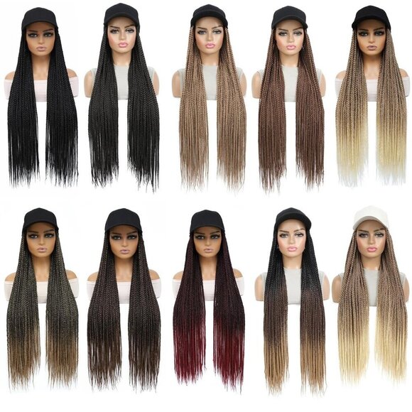 Baseball Cap Wig Synthetic Braids 30in Long Box Braids Women Sun Hat main image 4